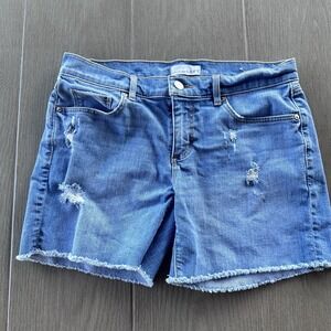 LOFT Womens Jean Shorts Size 4 Denim Med Blue distressed frayed hems
